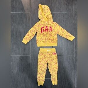 Gap Logo Set Hoodie Zip Up & Joggers Floral 3y